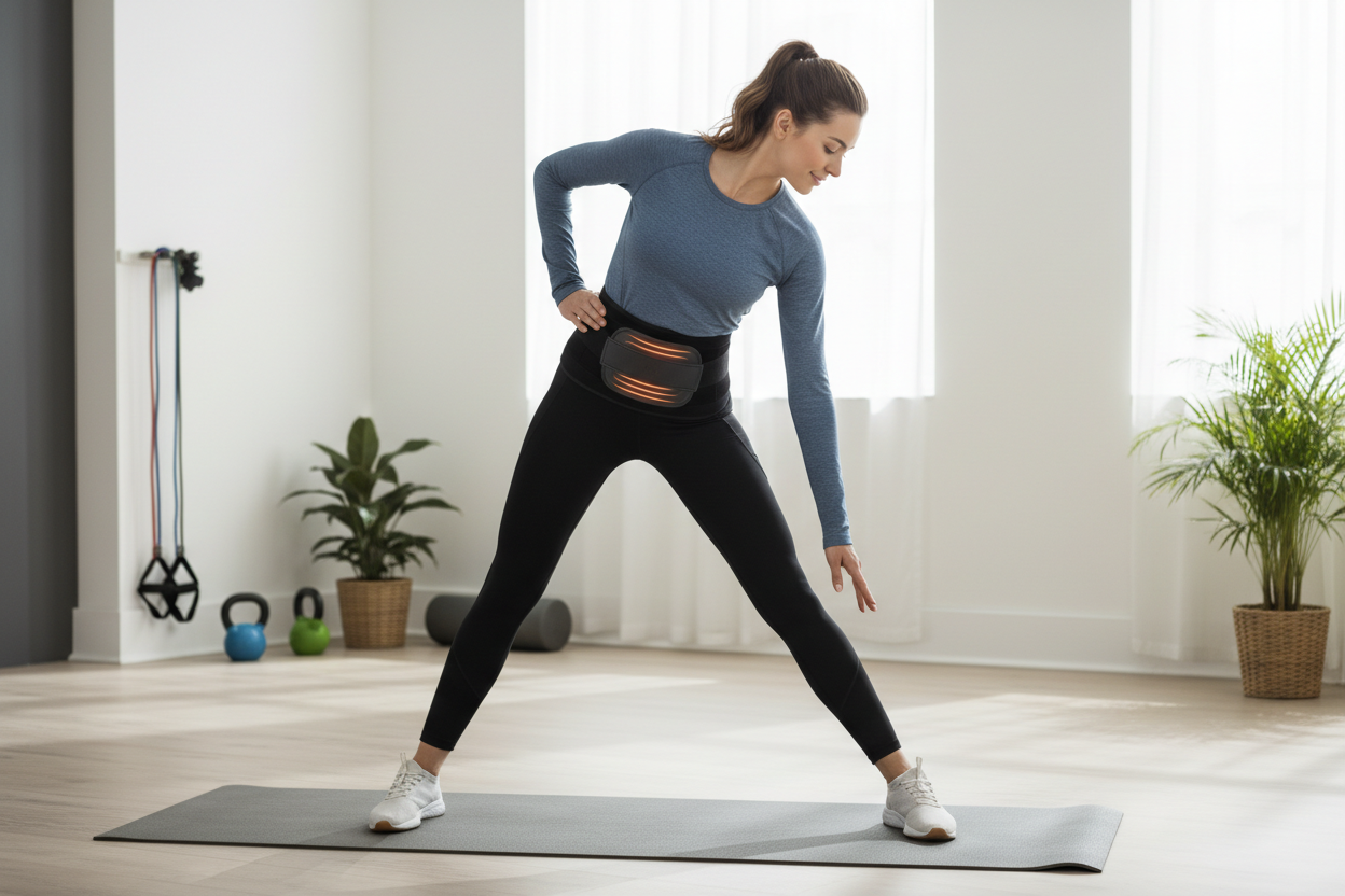 Active lifestyle with heating belt during exercise