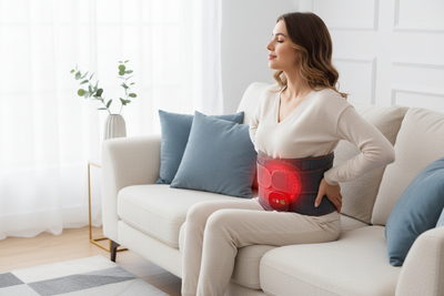 Person wearing red light therapy belt