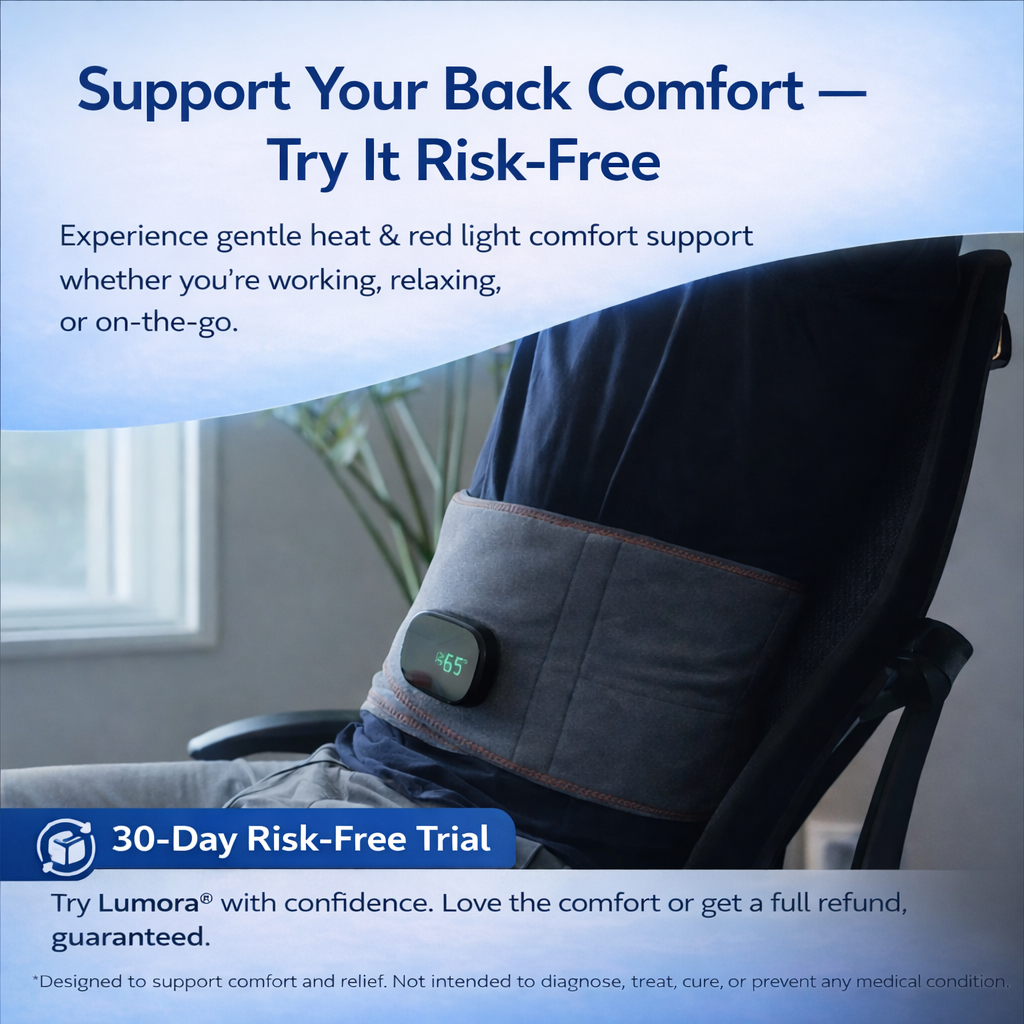 Lumora® Advanced Back Relief Therapy Belt - Triple Action Heat, Red Light & Massage